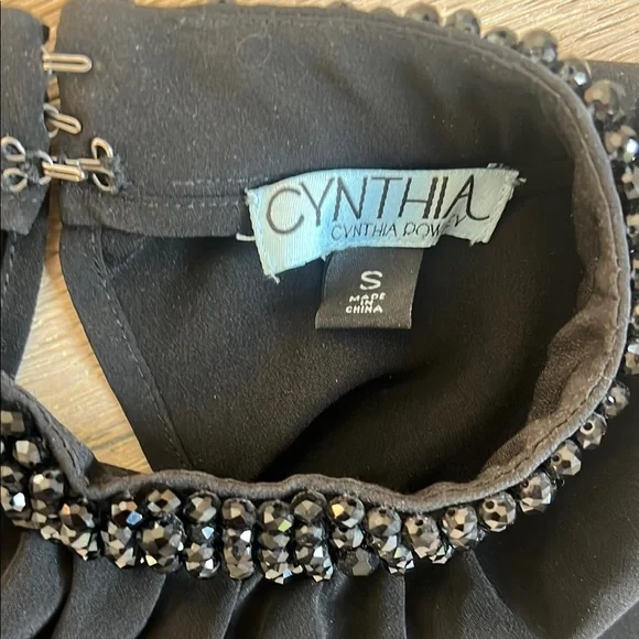 Cynthia Fowler Elegant Black Sleeveless Top with Beaded Collar. Size small - Picture 2 of 3